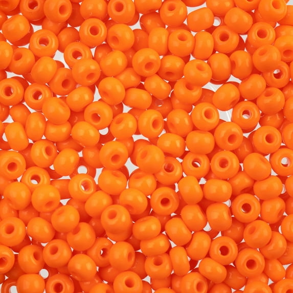 John Bead Czech Glass Seed Beads 6/0 (24g) Opaque Saffron Orange Bead