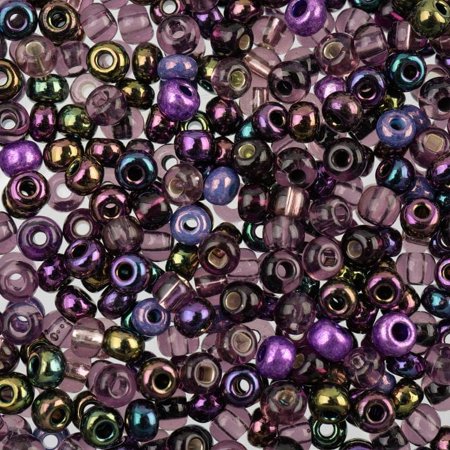 John Bead Czech Glass Seed Beads 6/0 (24g) Royal Amethyst Mix Bead