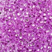 John Bead Czech Glass Seed Beads 6/0 24g Silver Lined Electric Lilac Bead