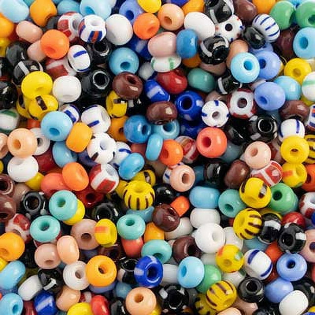 John Bead Czech Glass Seed Beads 6/0 (500g) Opaque Stripes