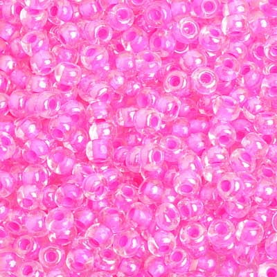 John Bead Czech Glass Seed Beads 6/0 (500g) Fuchsia Crystal Lined Crystal Bead