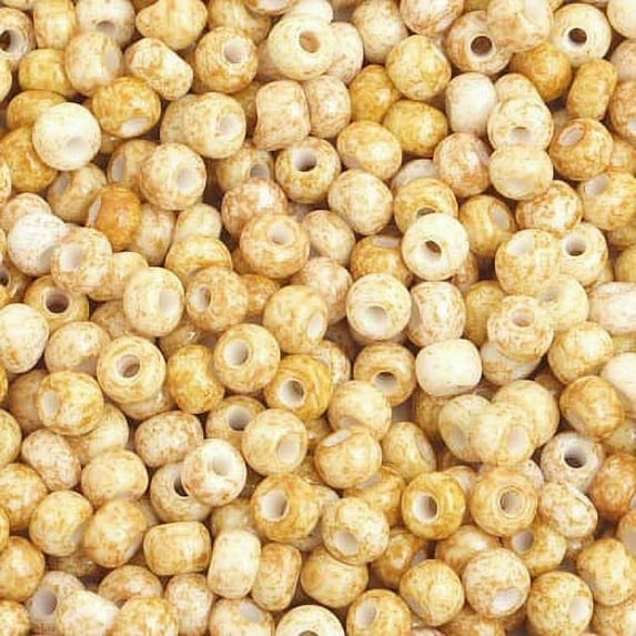 John Bead Czech Glass Seed Beads 6/0 (500g) Opaque Speckled Yellow Brown Bead