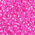 thumbnail image 1 of John Bead Czech Glass Seed Beads 6/0 (500g) Silver Lined Dyed Fuchsia Bead, 1 of 2