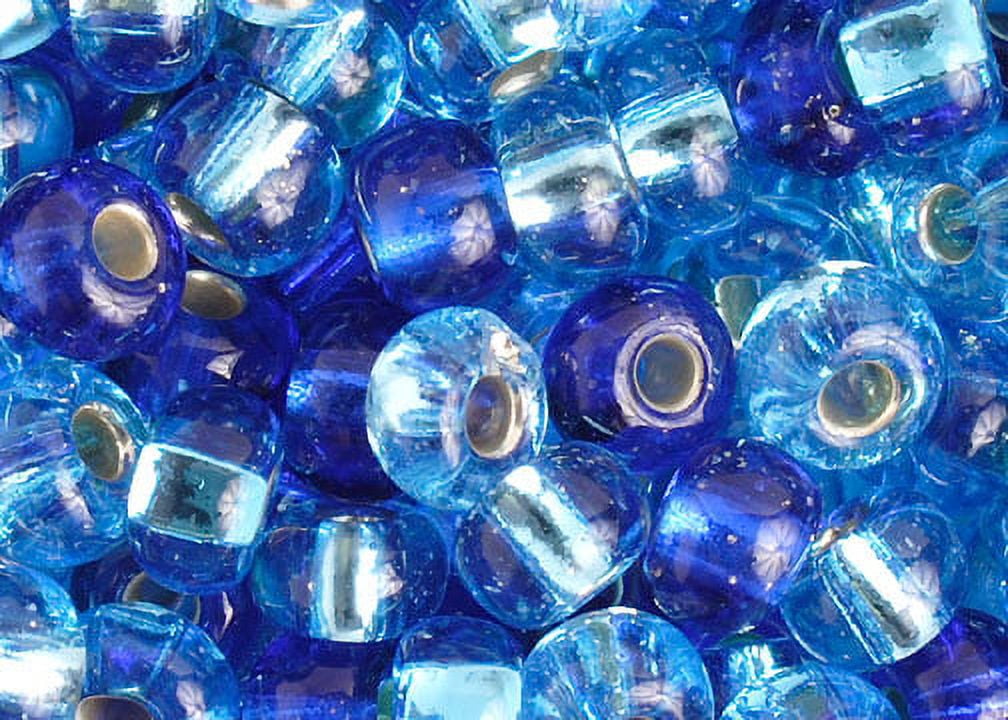 John Bead Czech Glass Seed Beads 6/0 (500g) Silverlined Aqua Mix Blue Bead