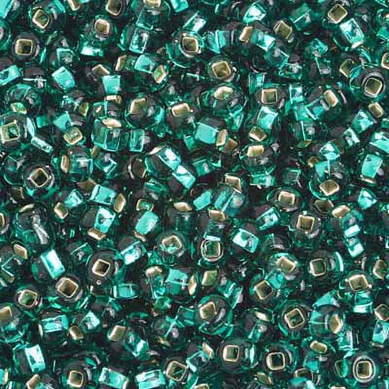 John Bead Czech Glass Seed Beads 6/0 (500g) Silverlined Teal Green Bead