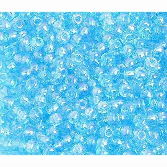 John Bead Czech Glass Seed Beads 6/0 (500g) Transparent Aqua Iris Bead