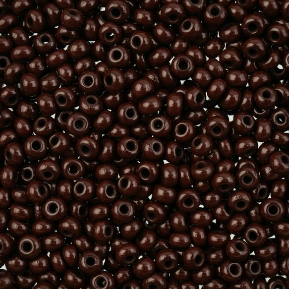 John Bead Czech Glass Seed Beads 8/0 (24g) Opaque Dark Brown Bead