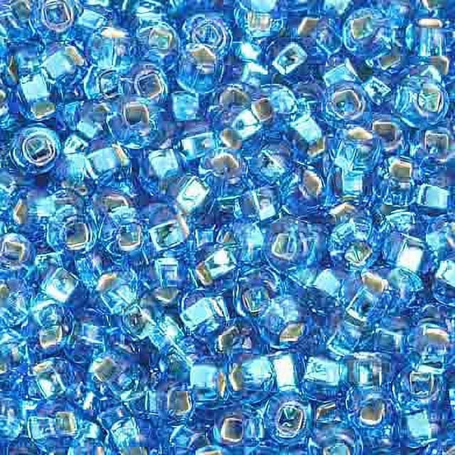 John Bead Czech Glass Seed Beads 8/0 (500g) Silver Lined Light Blue Bead