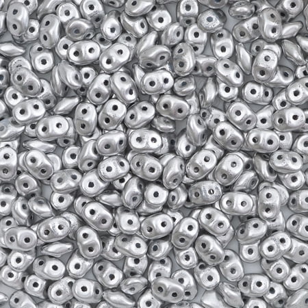 John Bead Czech Glass SuperDuo Two-Hole Beads - Dural, Metallic Matte, 22 g vial