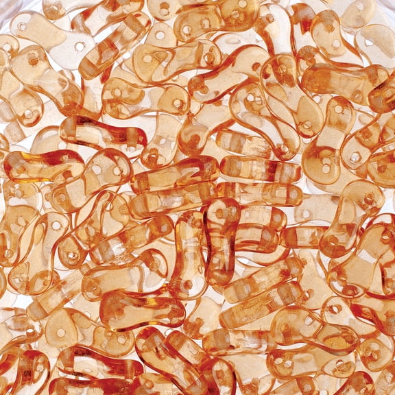 John Bead Czech Link Bead - Crystal and Beige, Glossy, Fullcoat, Pkg of 40