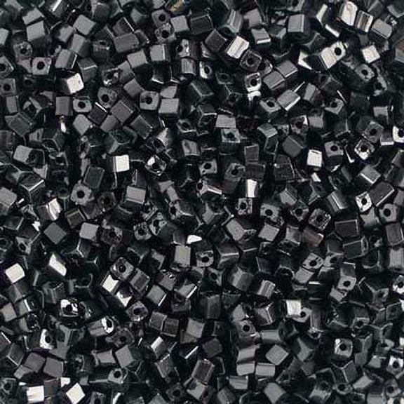 John Bead Czech Rocailles 2x2mm (250g) Cube Beads for Crafts, Opaque Black