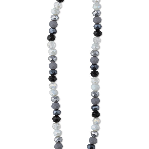 John Bead DIY Designer Glass Bead Strand - Faceted Rondelle, Gray, 6 mm