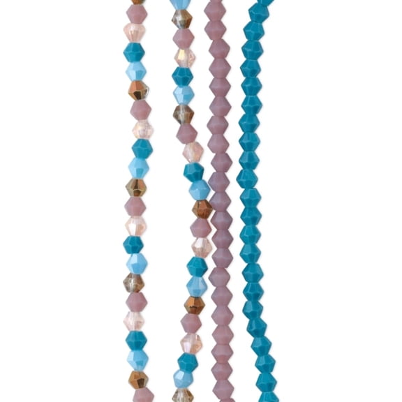 John Bead DIY Designer Glass Bead Strand - Glass Bicone, Purple, 4 mm