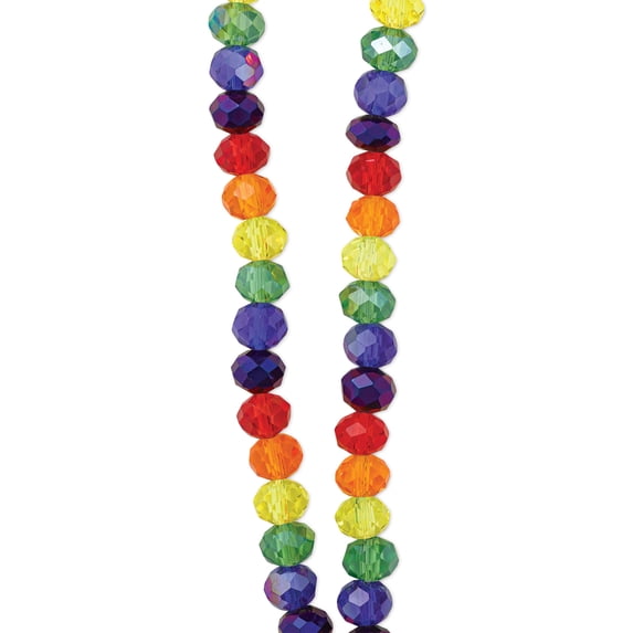 John Bead DIY Designer Glass Bead Strand - Transparent Rainbow Mix