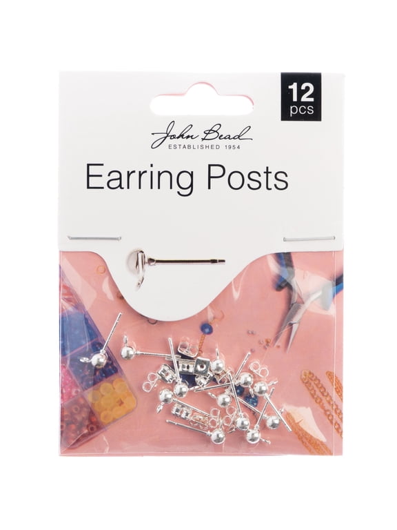 Earring Post w/5mm Ball 12/Pkg-Silver
