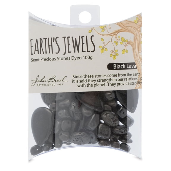 John Bead Earth Jewels Bead Assortment - Lava Rock, Natural, 100 g
