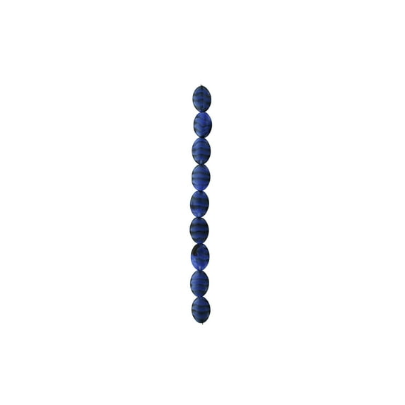 John Bead Glass Oval 12x14mm Med Blue OL Black