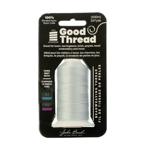 John Bead Good Thread 500m Spool Light Grey Bonded Nylon Thread, 547 Yards (500m)