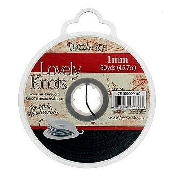 John Bead Lovely Knots 50yds 1mm Black Chinese Knotting Cord with Bobbin
