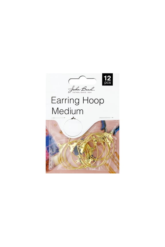MHF Earring Hoop Med Gold 12pc