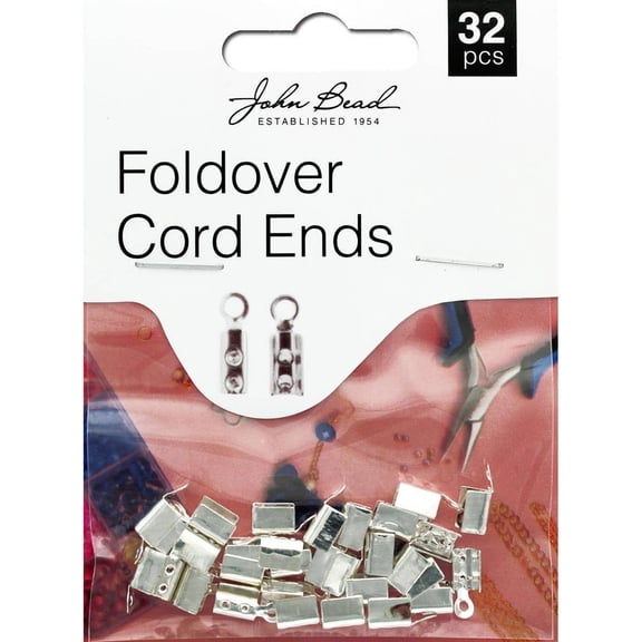 John Bead MHF Fold Over Cord End Slv 32pc