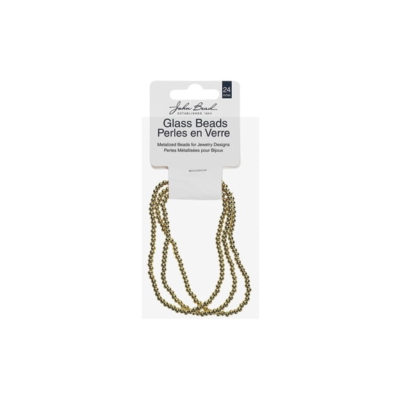 John Bead Metalized Glass Beads 2mm Gold