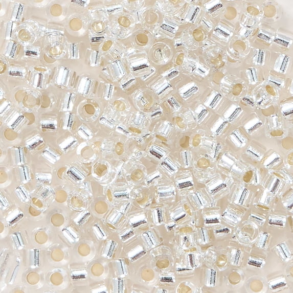 John Bead Miyuki Delica Glass Beads - Crystal, Silver Lined, 11/0, 5.2 g