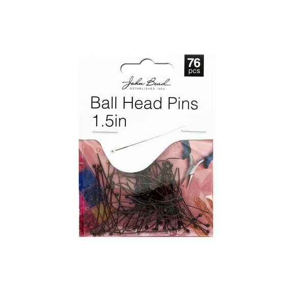 John Bead Must Have Findings 1.5in 24ga Antique Copper Ball Head Pins, 76pcs