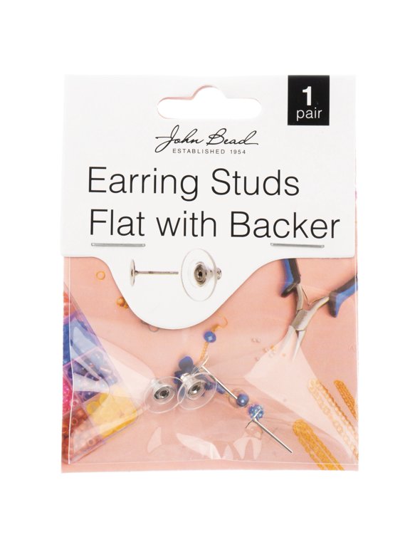 Must Have Findings 12mm Silver Earring Studs Flat with Barrel Clutch