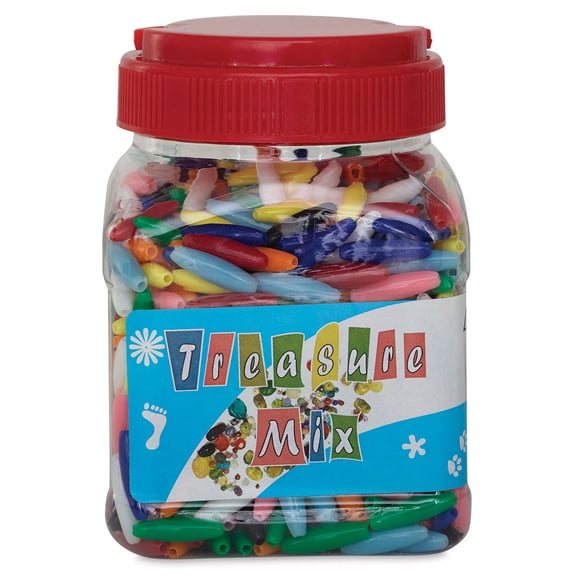 John Bead Plastic Bead Mix - Spaghetti Style, 870 beads