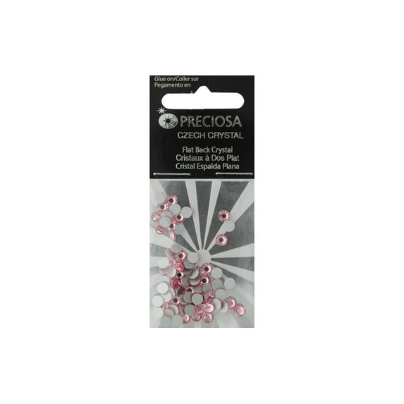 John Bead Preciosa Flat Back Crystals - Light Rose, Pkg of 72