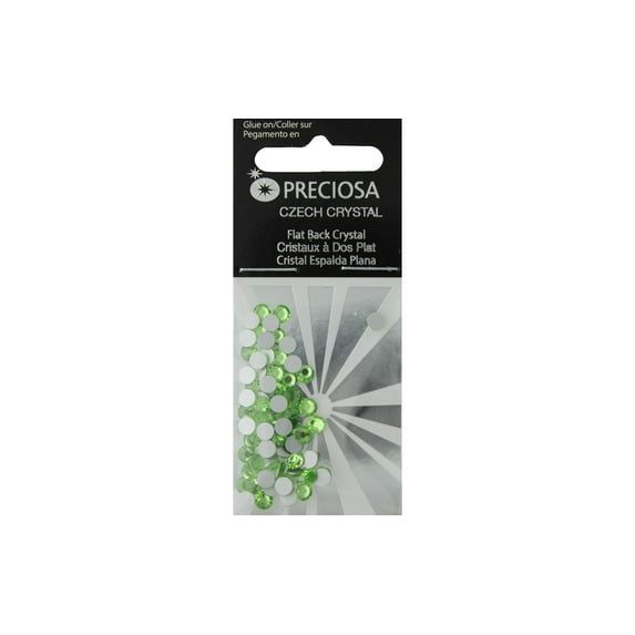 John Bead Preciosa Flat Back Crystals - Peridot, Pkg of 72