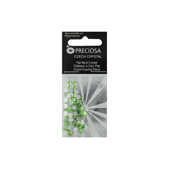 John Bead Preciosa Flat Back Crystals - Peridot, Pkg of 72
