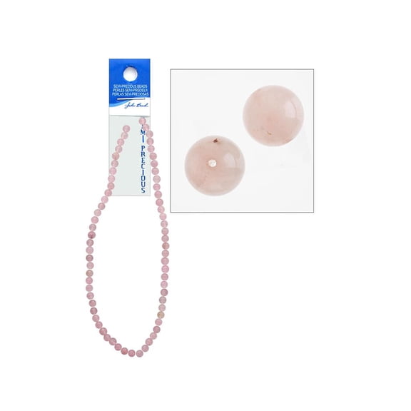 John Bead SP 16" Quartz 6mm Round Rose