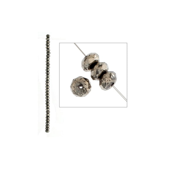 John Bead Semi Precious Bead Pyrite 8mm Rondelle 8" Faceted