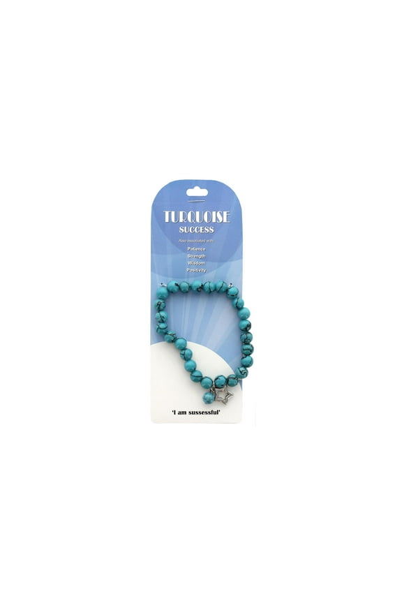 Semi-Precious Dyed Re-constructed Turquoise Natural Gemstone Bracelet with Star Charm