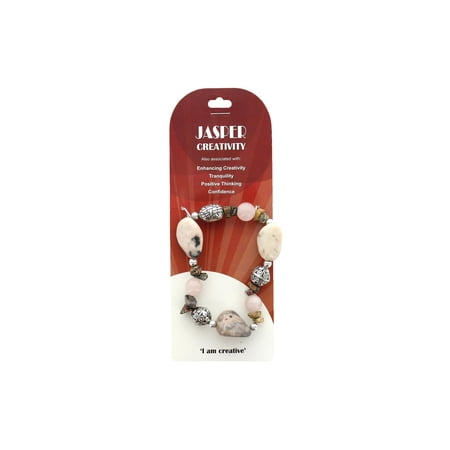 John Bead Semi-Precious Natural Jasper Pink Gemstone Bracelet, Stretch Bracelet for Women