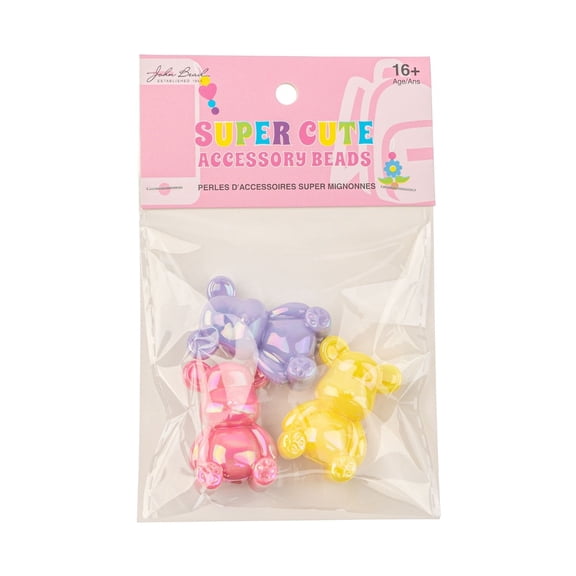John Bead Super Cute Acrylic Bears Summer Mix Bead Kit, 3pcs