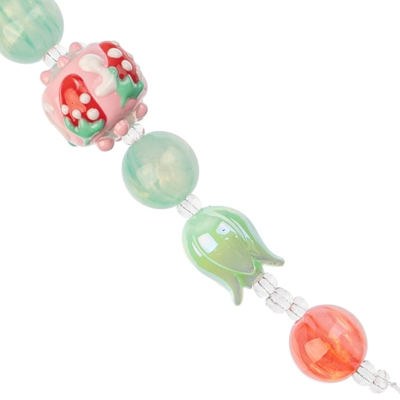 John Bead Super Cute Acrylic Green Pink Candy Mix 5" Bead Strand