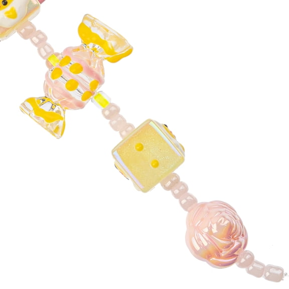 John Bead Super Cute Acrylic Yellow Pink Candy Mix 5" Bead Strand