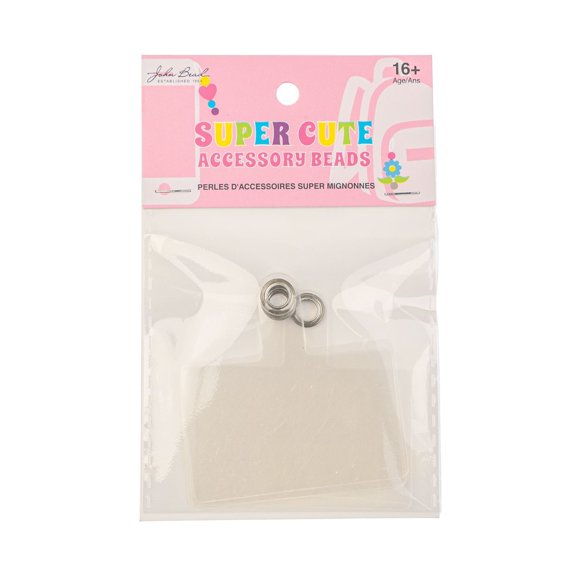 John Bead Super Cute Clear Plastic Cell Phone Inserts for Phone Strap Accessory Making, 4pcs
