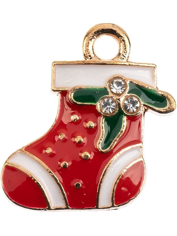 Sweet & Petite 8-Count Christmas Stocking Small Charms for Jewelry Bracelets Necklaces Making