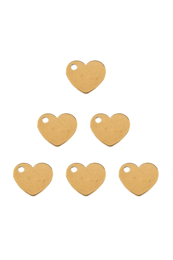 Sweet & Petite Charms 9x9.1mm Gold Plated Heart, 6pcs