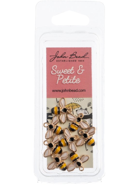 Sweet & Petite Charms-Bumble Bee Yellow/Black, 12x15mm 8/Pkg