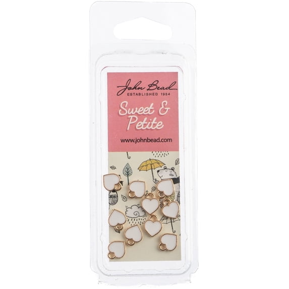 John Bead Sweet & Petite Charms-Four Petals White, 7x8mm 10/Pkg