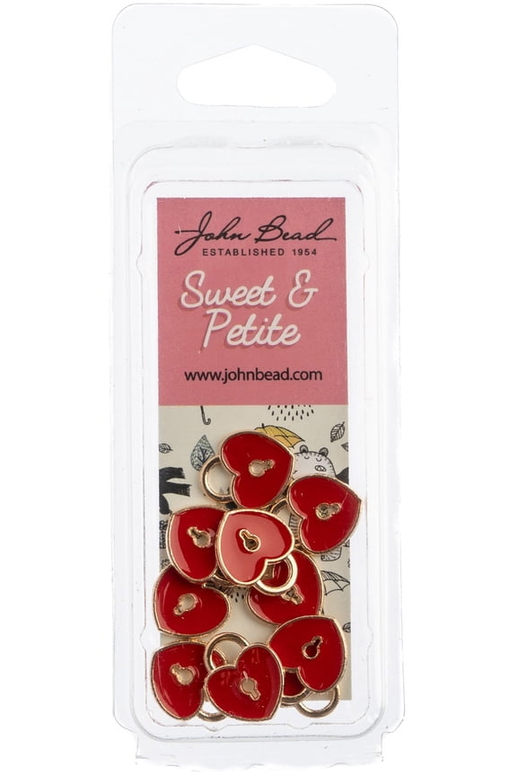 Sweet & Petite Charms-Heart Locket Red, 11x13mm 10/Pkg