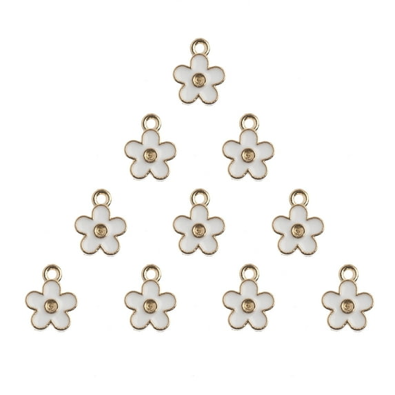 John Bead Sweet & Petite Charms-Small Flower White, 10x12mm 10/Pkg