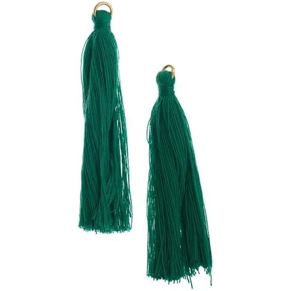 John Bead Tassel 2.25" Poly Cotton 10pc Emerald
