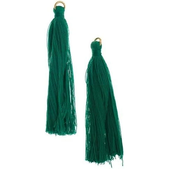 John Bead Tassel 2.25" Poly Cotton 10pc Emerald
