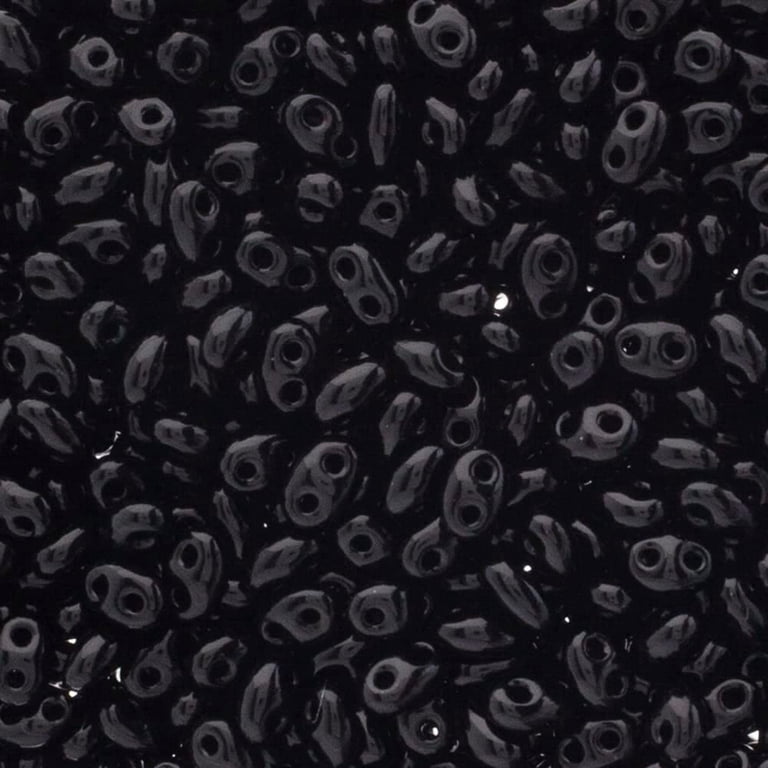John Bead Twin 2-Hole Oval Bead (100g) 2.5x5mm Opaque Black Beads 